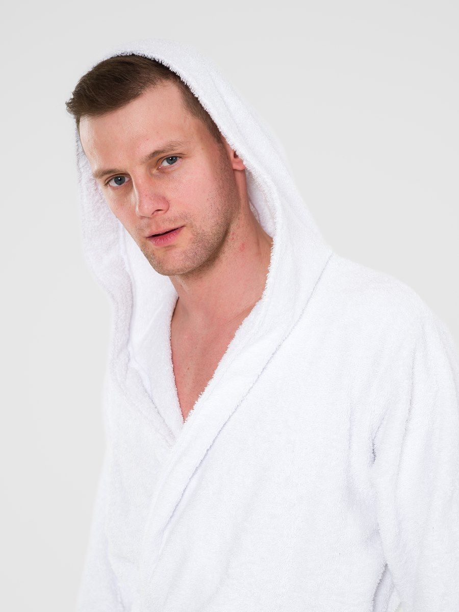 снимок Халат махровый PandaHug Leonardo белый капюшон от магазина BIO-TEXTILES ОПТ