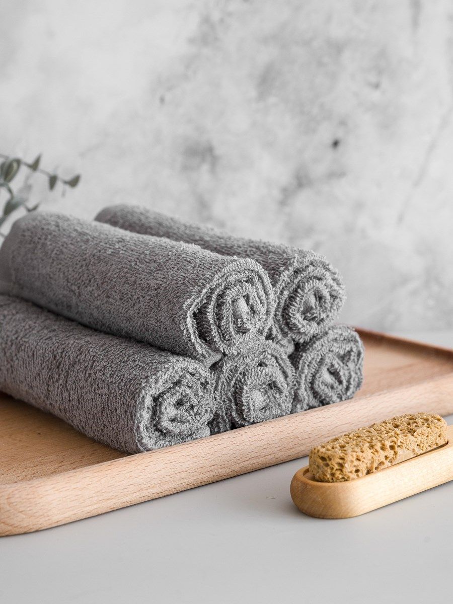 снимок Набор махровых салфеток 5 шт ( 30*30 ) темно-серый, с петелькой от магазина BIO-TEXTILES ОПТ